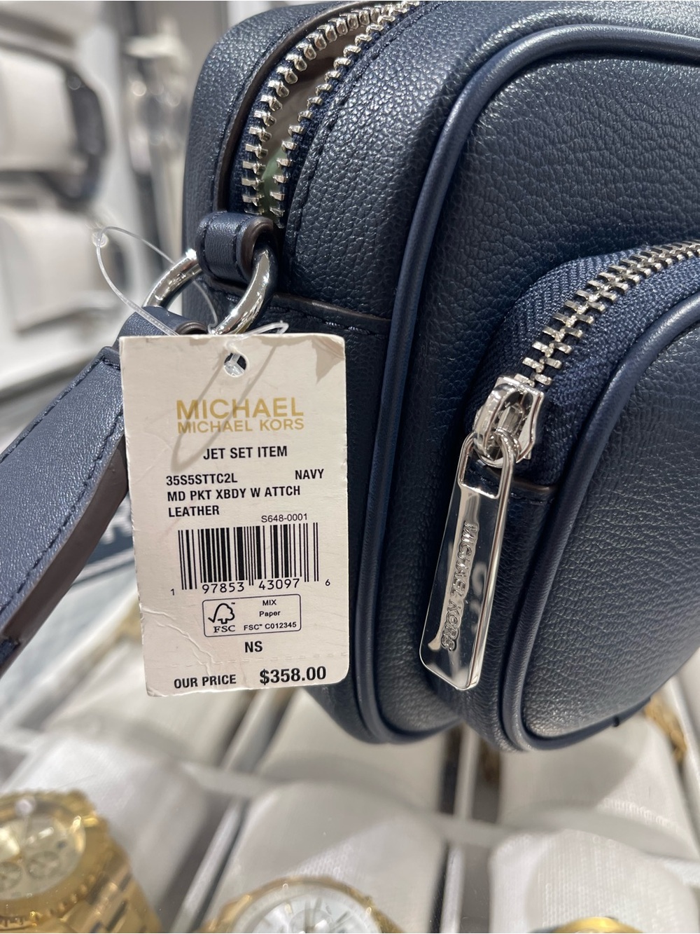 Michael Kors JST Leather Md Pocket Xbody Crossbody Bag with Case Apple Airpods - Picture 10 of 16